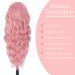 QIANSEE 26-inch Pink Long Wavy Synthetic Wig for Women - Middle Part Curly Style, Heat Resistant Fiber, Natural Look - Ideal for Daily Use - Buy Online on GoSupps.com