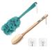 2 Pack Bath Brush Set Long-Handled Luffa Brush and Double-Sided Bristle Brush with 2 Hooks