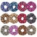 12 PCs Hair Scrunchies Velvet Elastic Scrunchie Hair Bands Leopard Grain Print Hair Scrunchy Hair Ties Ponytail Holder for Girls And Women Hair Accessories