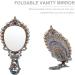 Heallily Vintage Peacock Mirror Comb Set - Metal Handheld Makeup Mirror and Comb Set for Girls - Foldable Retro Design (Silver) - Buy Online on GoSupps.com