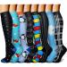 CHARMKING Compression Socks for Women & Men Circulation (8 Pairs)15-20 mmHg is Best Support for Athletic Running,Cycling Large-X-Large Black/Black/Black/Black/Blue