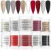 Saviland Acrylic Powder Set Glitter Acrylic Nail Powder Set 10 Colors Acrylic Nail Set Professional Polymer Powder for Nails Extension Prom Queen Series Fashion Red