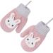 Cute Fox Knitting Short Gloves for Toddler Kids | Winter Thermal Plush Lining | 1-3 Yrs | Pink/3D Rabbit Design - Buy Online on GoSupps.com