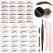 Comkrivy Eyebrow Stamp Stencil Kit  48 PCS Eyebrow Stencils in 2 Sizes With Long Lasting Waterproof Eyebrow Pomade&Eyebrow Pencil and 3 Eyebrow Tools  Eyebrow Stencil Kits for Beginners Women. (Brown)