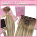 Youngsee Clip In Extensions - Real Hair Ombre 50cm Balayage Medium Brown & Platinum Blonde - 120g 7pcs - Premium Quality Hair Extensions - Buy Online on GoSupps.com