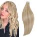 RUNATURE Blonde Tape in Hair Extensions Human Hair Remy Blonde Highlight Ash Blonde Tape Hair Extensions Real Human Hair Blonde Tape in Extensions 14 Inch 50 Gram 14 Inch 1-Tape #18AP60