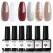 Modelones Gel Nail Polish 6 Colors Nude Gel Polish Pure White Glitter Brown Burgundy Red Champagne Gold Silver Fall Winter Nail Art Design Kit Basic Soak Off U V Gel Manicure DIY Salon at Home Gifts Nude White