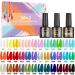 yocrovv UV Gel Polish Set, 39 Pcs Gel Polish Soak Off Gel Nail Set with Glossy and Matte Gel Top Coat Base Coat, Popular Nude Neon Pastel White Black Glitter Gel Polish Set DIY Nail Collection 36 Colors