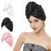 AMORISE 3 pieces of microfiber towel hair satin-overwritten hair turban hair turban microfiber with button quick-drying hair turban (black pink white) black pink white
