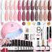 Modelones Gel Nail Kit with 48W Lamp - 12 Colors Pink Gel Nail Polish Set with Lamp Starter Kit UV LED Nail Lamp Glossy & Matte Top and Base Coat Manicure Tools for Beginner DIY at Home