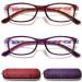 Reading Glasses for Women Blue Light Blocking Computer Readers Flexible Eyeglasses Anti Eyestrain/Glare/UV (Full-rim) Red/Purple 2.5 x