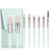 TOHERVIE Makeup Brushes Set with Bag  8pcs Travel Makeup Brush Kit  Mini Cosmetic Brushes for Face Foundation Blush Eye Shadow  Wooden Handle Synthetic Bristle (Light Green)