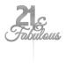 LissieLou 21 & Fabulous Birthday Cake Topper Decoration Glitter Card Made in the UK - Silver