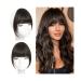 Bangs Hair Clip French Style Air Bangs Clip In Bangs Temples Hairpieces with Sideburns Straight Human Hair Daily Wear and Traceless Hairdressing Bangs Clip in Hair(Color:Dark Brown)
