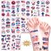 4th of July Tattoos Decorations 140Pcs USA Patriotic Temporary Tattoos for Kids Women American Flag Eagle Firework Shape Waterproof Face Body Fake Tattoos Sticker for Independence Day Party Supplies Style 2