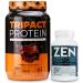 Nutrology TRIPACT Protein Powder 7-in-1 Meal Replacement Shake Creamy Chocolate (40 Servings) Zen Natural Magnesium Supplement (30 Servings)