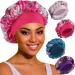 Satin Bonnet Hair Bonnet for Sleeping- 4 Pack Large Silk Bonnets for Black Women with Elastic Soft Band for Hair Care