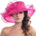 Kentucky Derby Church Dress Hat for Women Yellow Fascinator Bridal Tea Party Wedding Hat Wide Brim S019-rose
