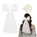 1 Piece of Bow Headpiece and 1 Piece of Rose Hairpin Lace Bow Veil Pearl Hairpin Wedding Bow Headpiece Elegant Retro Headpiece White Headpiece for Women Clothing Accessories
