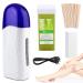 Pinkiou Roll on Wax Kit Hair Removal Depilatory Wax Roller Skin Care Wax Up Waxing Warmer with Cartridge Honey Wax Strip Machine for Hair Removal for Arm Leg Bikini