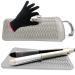 Heat-resistant mat bag and heat-resistant glove for curls hair smoothing smooth iron and hair styling tools 28.5cm x 14cm gray gray+gloves
