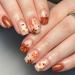 Halloween Press on Nails Short Square Fake Nails Cute Ghost Flower Pumpkin Designs Glitter Fall Glue on Nails Press ons Glossy False Nails Acrylic Stick on Nails for Women Girls 24 Pcs Designs-26