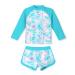 TUONROAD Girls Swimming Costume Toddler Baby Kids Two Piece Long Sleeve Swimsuit UPF 50+ Protection Bathing Suit Swim Set for 4-10 Years 7-8 Years Blue Mermaid