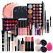 Versatile make-up set wood collection everything in a women cosmetics make-up case travel cosmetics set birthday Christmas gift set with make-up palette eyeshadow pallets lipstick black 27a