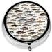 Salmon Printed Mini Round Pill Box - 3 Compartment Portable Organizer for Home Office & Travel - Buy Online on GoSupps.com