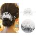 Makone Pearl and Crystal Bridal Wedding Hair Combs Set - Elegant Accessory for Women and Girls | Silver Flower Bride Comb - Buy Online on GoSupps.com