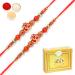 Ghasitaram Gifts Rakhis Online for Brother- Set of 2-5504 Rakhi Thread with 400 GMS of Soan Papdi Set of 2 Rakhis with 400 gms of Soan Papdi