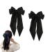 BAIYSFFG Big Bow Hair Clips with Long Silky Satin 2PCS Solid Color French Barrette Simple Hair Fastener Accessories for Women Girls Black