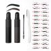 ESPOCE Eyebrow Stamp Stencil Kit 2 Colors in 1 Black and Black Brown Waterproof and Long Lasting One Step Brow Stamp with 24 Eyebrow Stencils, 1 Brush and 1 Razor, Upgrade Design