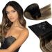 Laavoo clip in extensions real hair balayage brown real hair extensions clip black ombre brown caramel blond hair extensions real hair clips remy human hair 7pcs 105g #1b/4/27 50cm-105g 4.2 #1b/4/27