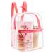 Clear Backpack Stadium Approved Heavy Duty Cold-Resistant Transparent PVC Backpack with Work Security Travel & Stadium(Pink)