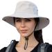 Women's Foldable Ponytail Sun Hat with UV Protection - Wide Brim Beach Fishing Hat in Pure Beige - Buy Online on GoSupps.com