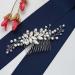 Latious Crystal Bride Wedding Hair Comb - Silver Pearl Bridal Hair Piece with Rhinestones - Vintage Leaves Hair Accessories for Women - Buy Online on GoSupps.com