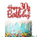 Tenhaisi Gilttery Red Happy 30th Birthday Cake Topper Cheers to 30 Birthday Party Decoration Adults Party Decoration
