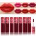 7 Colors Lip Tint Stain Set Watery Lip Stain Mini Liquid Matte Lipstick Moisturizing Lip Stain Long-Lasting Non-Stick Tinta Para Labios Waterproof and High Pigment Lip Makeup (01# RED)