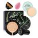 Mushroom Head Air Cushion CC Cream Foundation Loose Setting Powder Long Lasting Moisturizing Concealer with Makeup Sponge Full Coverage Foundation Brushes Makeup Base Set(4PCS)(Natural 01)