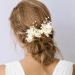 PRETTYLIFE Bridal Hair Pins 2Pcs White Flower Pearl Wedding Hair Pieces Vine Accessories for Women Flower Girls Party (White)
