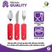 Bendable Red Flatware Set with Easy Grip Handles - 3 Piece Large Fork, Knife, and Spoon - Buy Online on GoSupps.com