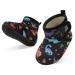 JOINFREE Baby Girls Boys House Shoes Baby Slippers with Non-Slip Rubber Sole Toddlers Cozy Home Booties 6/6.5 UK Child Blackdinosaur