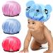Kid Shower Cap Satin Bonnet Sleep Caps Waterproof Double Layer Bonnet Set for for Baby Toddler Child 4 Pieces Blue