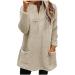 AMhomely Ladies Womens Soft Teddy Fleece Hooded Jumper Plus Size Double Fleece Casual Hoodies With Pocket V Neck Soft Fleece Hooded Sweatshirts Plain Pullover Tops Winter Lightweight Lounge Tops 02 Khaki 3XL