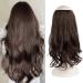 FESHFEN Hair Secrets Extensions Invisible Secret Wire Crown Hair Extensions One Piece Curly Wavy Long Hair Extension Synthetic Hairpieces for Women 18 inch Medium Brown