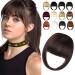 Clip in Bangs Synthetic French Bangs Hair Clip Medium Brown Fake Bangs Fringe with Temples Hairpieces for Women Natural Curved Bangs Clip in Hair Extensions for Daily Wear