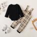 Puseky Baby Boy 3-6 Months Black Romper with Plaid Suspenders Overall Pants - Buy Online on GoSupps.com