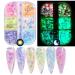 Holographic Luminous Nail Glitter Sequins, 6 Colors Nail Art Stickers Fluorescent 3D Sparkly Nail Art Flakes Shinning Colorful Confetti Manicure Tips Decorations Nail Powders for Acrylic Nails Charms Glitter 4