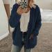 Hanxiulin Women's Oversized Plush Jacket | Warm Lined Fleece Cardigan | Breathable Light Outdoor Winter Coat | Dark Blue Trench Coat - Buy Online on GoSupps.com